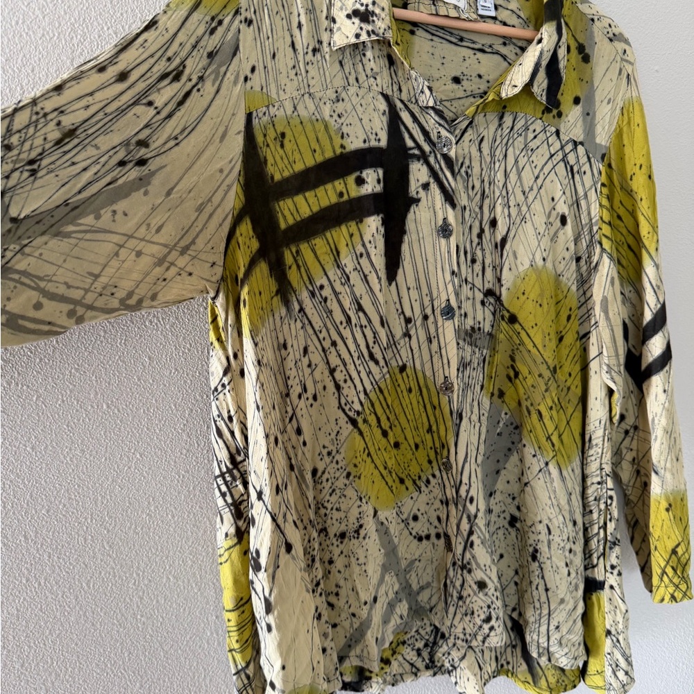 Adverb Wearable Art Abstract Pattern Button Down … - image 2